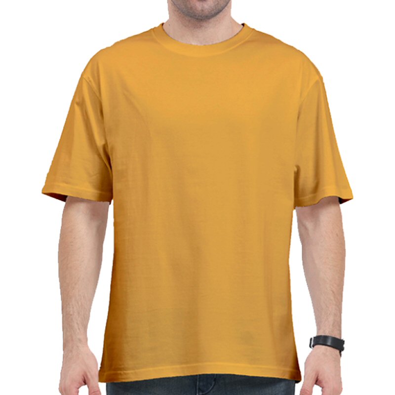 Golden Yellow Plain Cotton Oversized 240 Gsm Round Neck T-shirt Golden Yellow Plain Cotton Oversized 240 Gsm Round Neck T-shirt