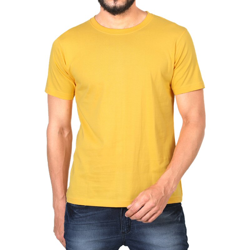 Golden Yellow Unisex Plain Cotton Round Neck T-shirt