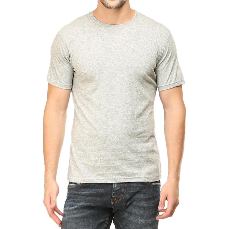 Grey Melange Unisex Plain Cotton Round Neck T-shirt