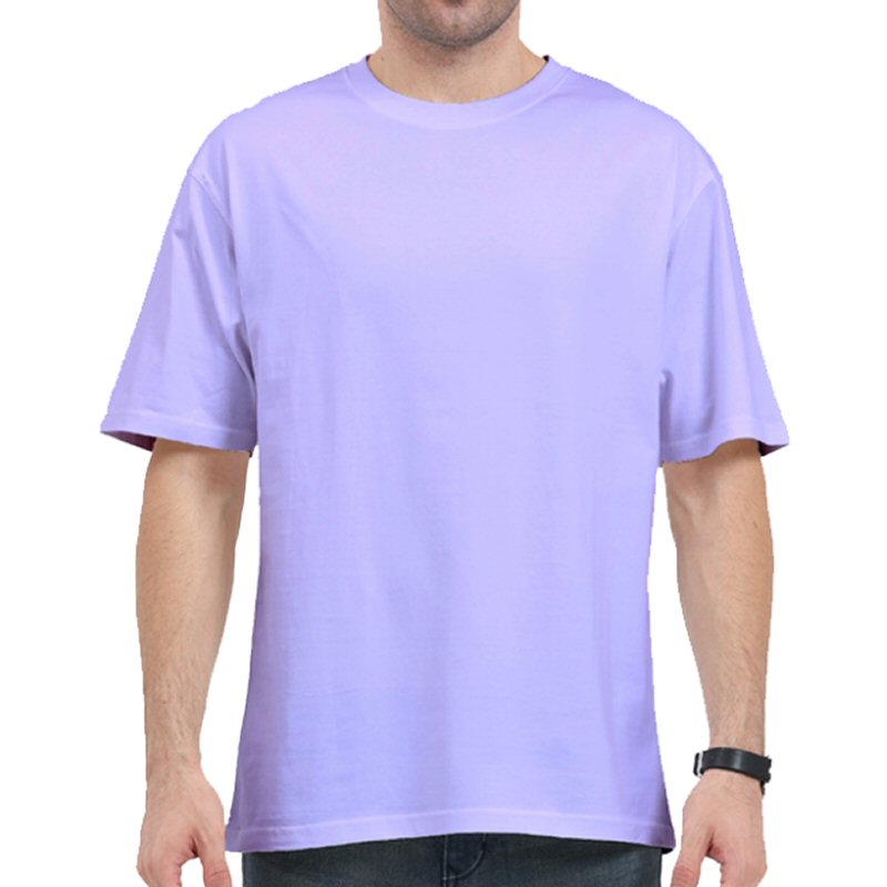 Lavender Plain Cotton Oversized 180 Gsm Round Neck T-shirt