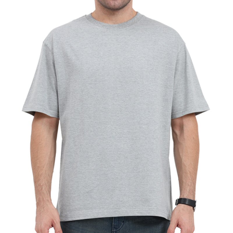 Grey Melange Plain Cotton Oversized 240 Gsm Round Neck T-shirt Grey Melange Plain Cotton Oversized 240 Gsm Round Neck T-shirt
