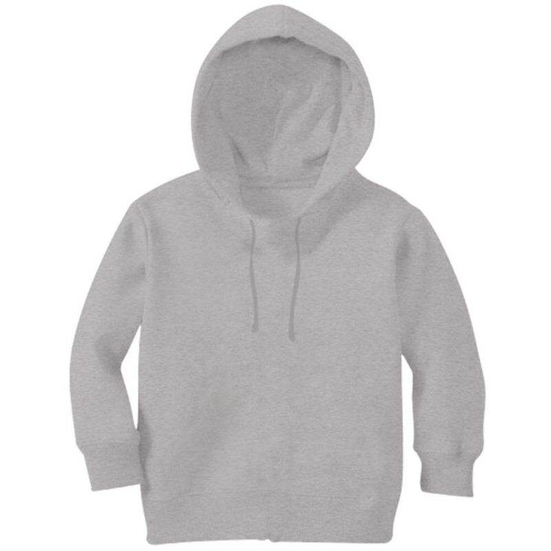 Grey Melange Plain Kids Boys Hooded Sweat Shirt