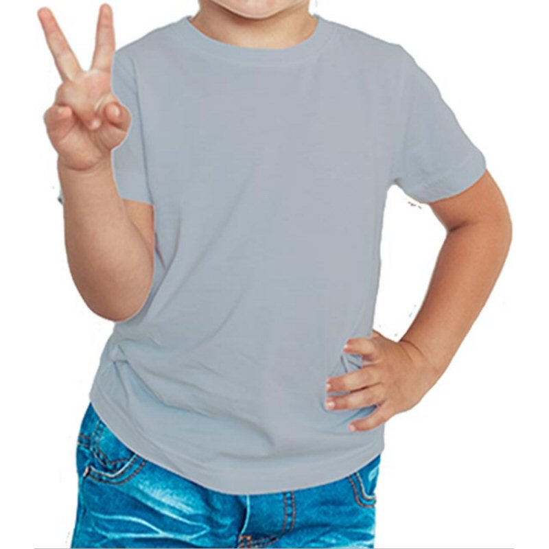 Grey Melange Plain Kids Boys Round Neck T-shirt