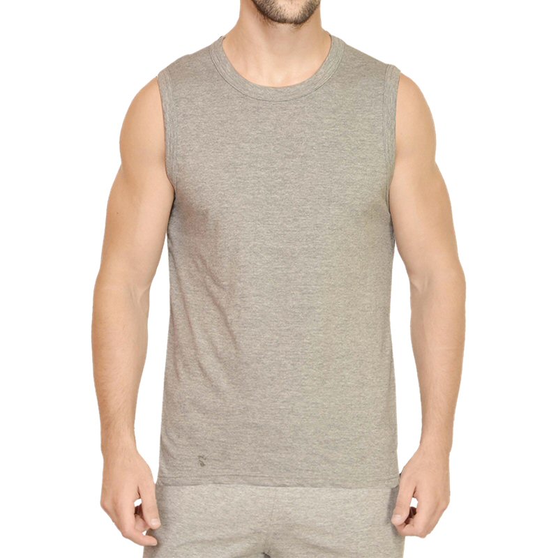 Grey Melange Sleeveless T-shirt