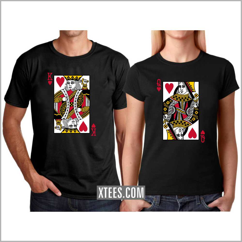 King of Hearts Queen of Hearts Playing Cards Couple T-shirts