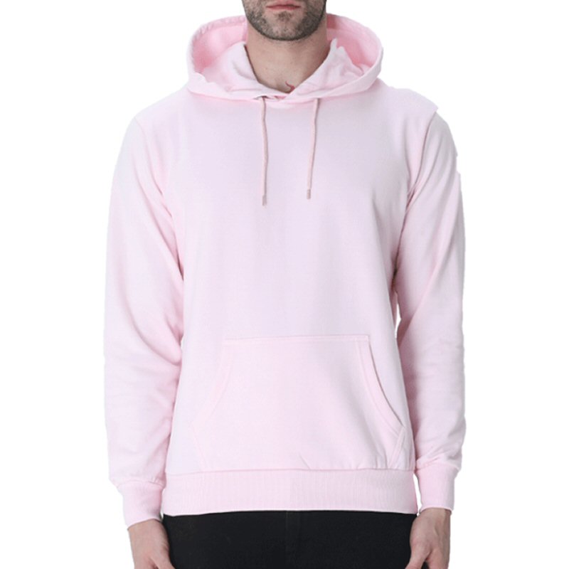 Light Pink Men Plain Cotton Hoodie Light Pink Men Plain Cotton Hoodie