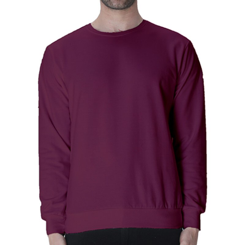 Maroon Men Plain Cotton Round Neck Sweat Shirt