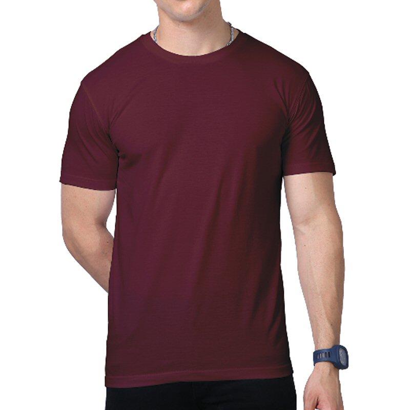 Maroon Supima Cotton Plain Round Neck T-shirt