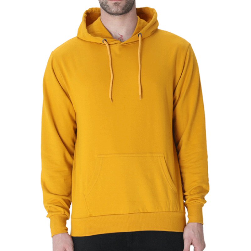 Mustard Yellow Men Plain Cotton Hoodie Mustard Yellow Men Plain Cotton Hoodie
