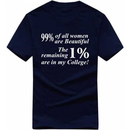 99% Of All Women Are Beautiful, The Remaining 1% Are In My College Insulting Slogan T-Shirts