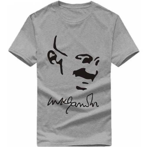 Mk Gandhi Signature India Patriotic Slogan  T-Shirts