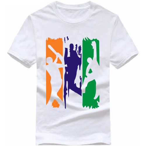 Cricket Tri-color Cricket Slogan T-Shirts