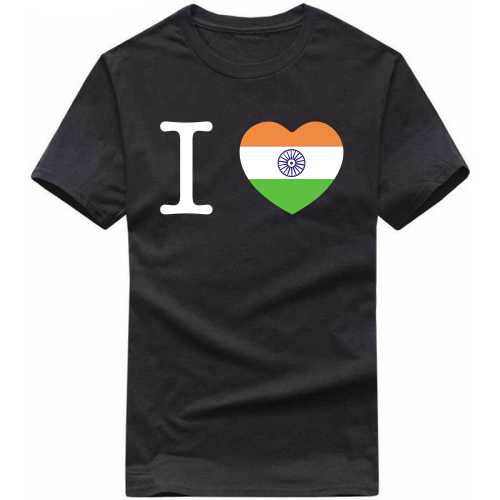 I India Flag Tri-color Heart Symbol India Patriotic Slogan  T-Shirts