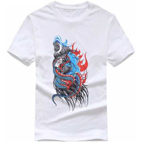 Fierce Bhagwan Shiva With Snake Slogan T-shirts