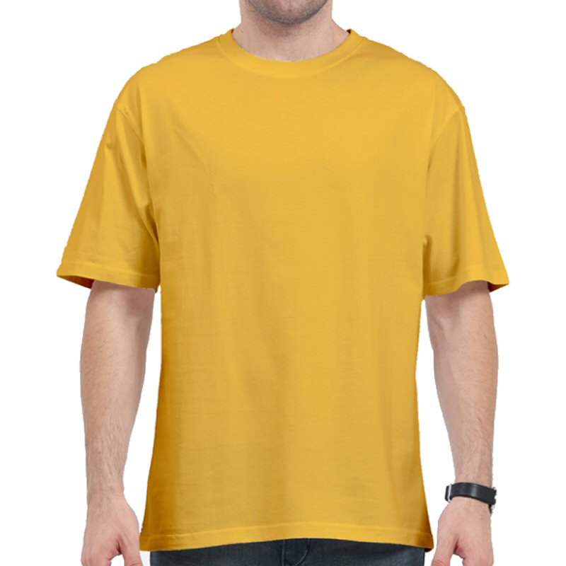 Mustard Yellow Plain Cotton Oversized 240 Gsm Round Neck T-shirt Mustard Yellow Plain Cotton Oversized 240 Gsm Round Neck T-shirt
