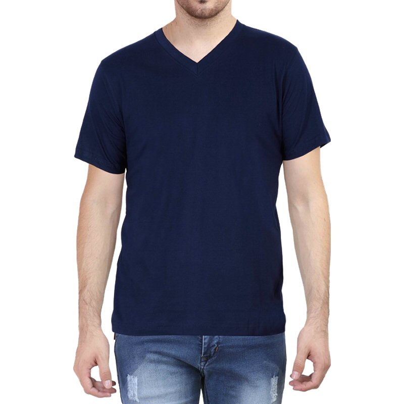 Navy Plain V Neck T-shirt