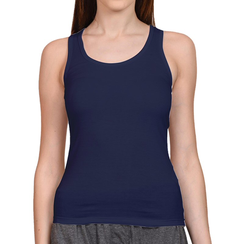 Navy Plain Women Tank Tops