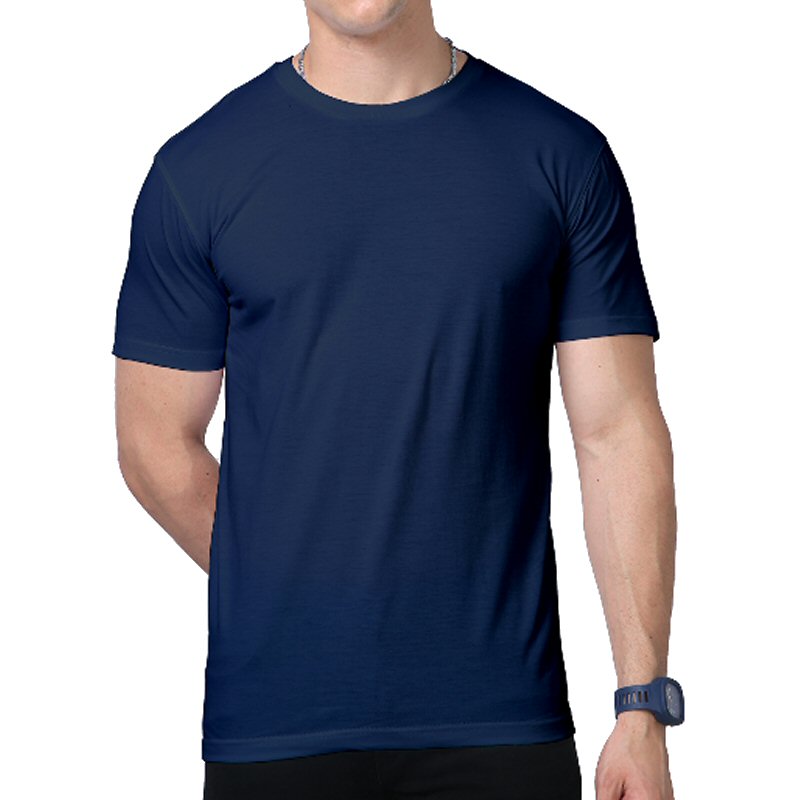 Navy Blue Supima Cotton Plain Round Neck T-shirt