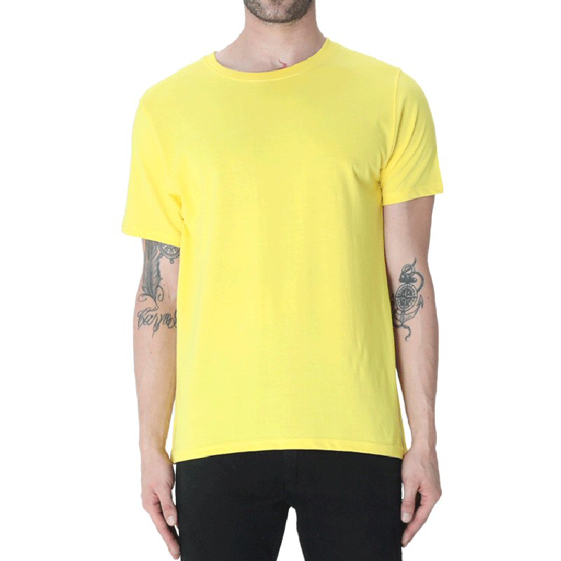 New Yellow Unisex Plain Cotton Round Neck T-shirt