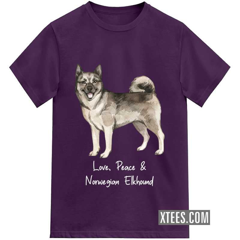  Norwegian Elkhound Dog Printed T-shirt