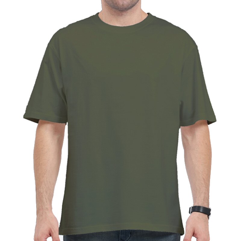 Olive Green Plain Cotton Oversized 240 Gsm Round Neck T-shirt Olive Green Plain Cotton Oversized 240 Gsm Round Neck T-shirt