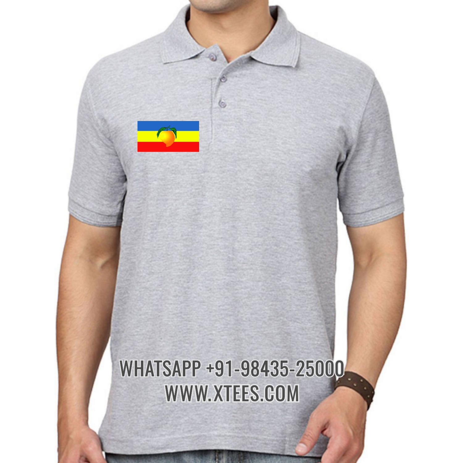 Pattali Makkal Katchi PMK Logo Right Chest Logo Printed Collar Polo T-shirt Pattali Makkal Katchi PMK Logo Right Chest Logo Printed Collar Polo T-shirt