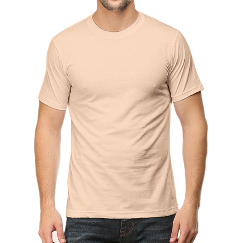 Peach Unisex Plain Cotton Round Neck T-shirt