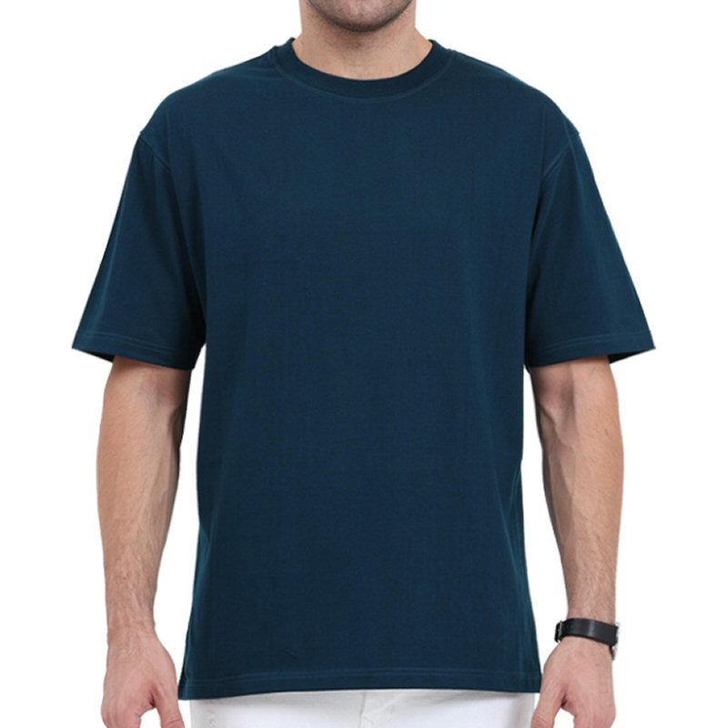 Petrol Blue Unisex Plain Cotton Oversized 240 Gsm Round Neck T-shirt image Petrol Blue Unisex Plain Cotton Oversized 240 Gsm Round Neck T-shirt image
