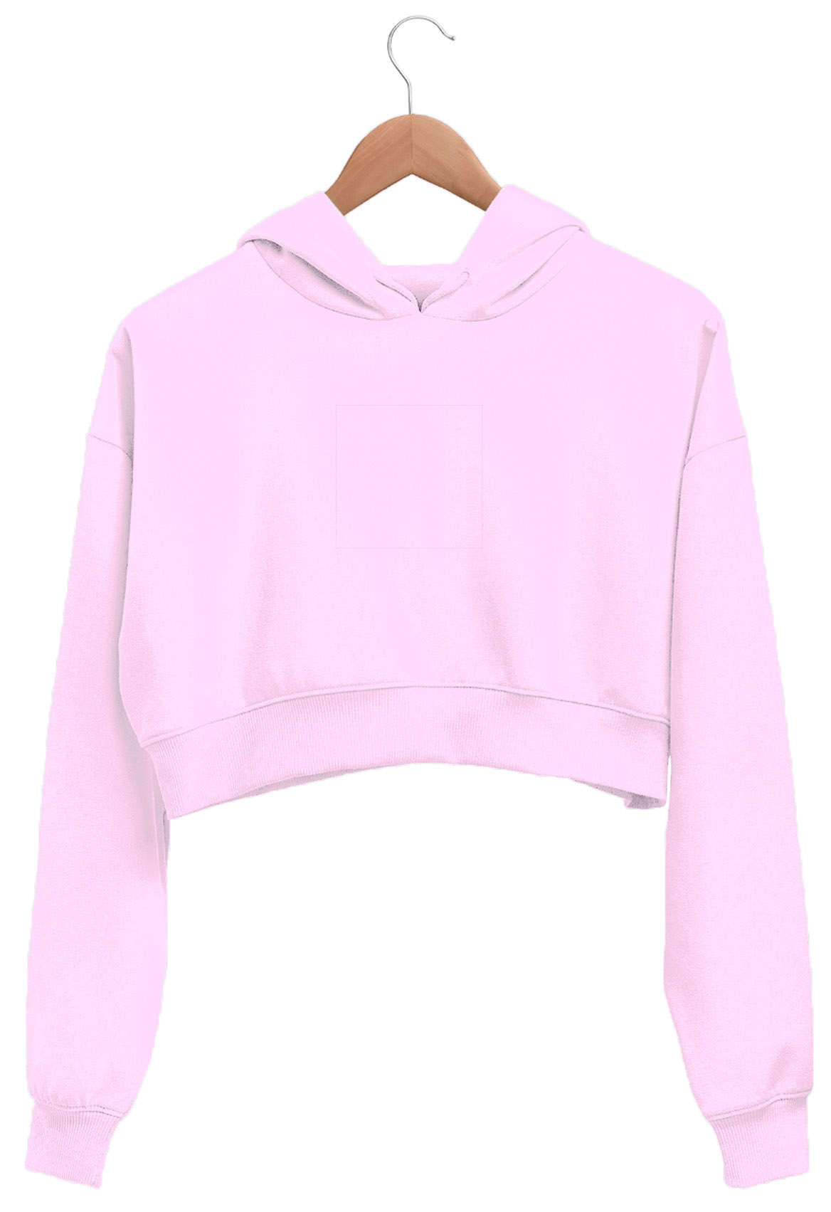 Pink Plain Women Crop Hoodies