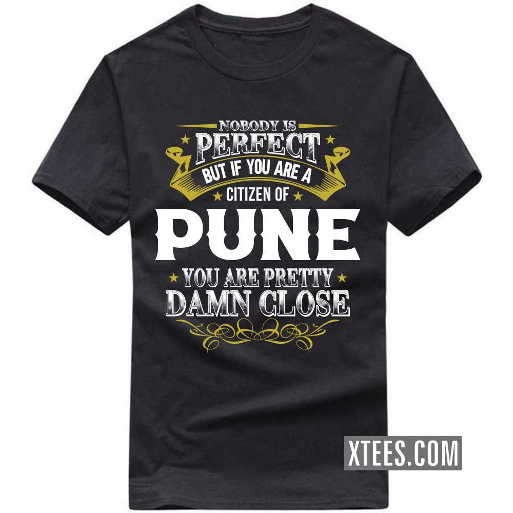 Nobody Is Perfect But If You Are A Citizen Of PUNE You Are Pretty Damn Close India City T-shirt Nobody Is Perfect But If You Are A Citizen Of PUNE You Are Pretty Damn Close India City T-shirt
