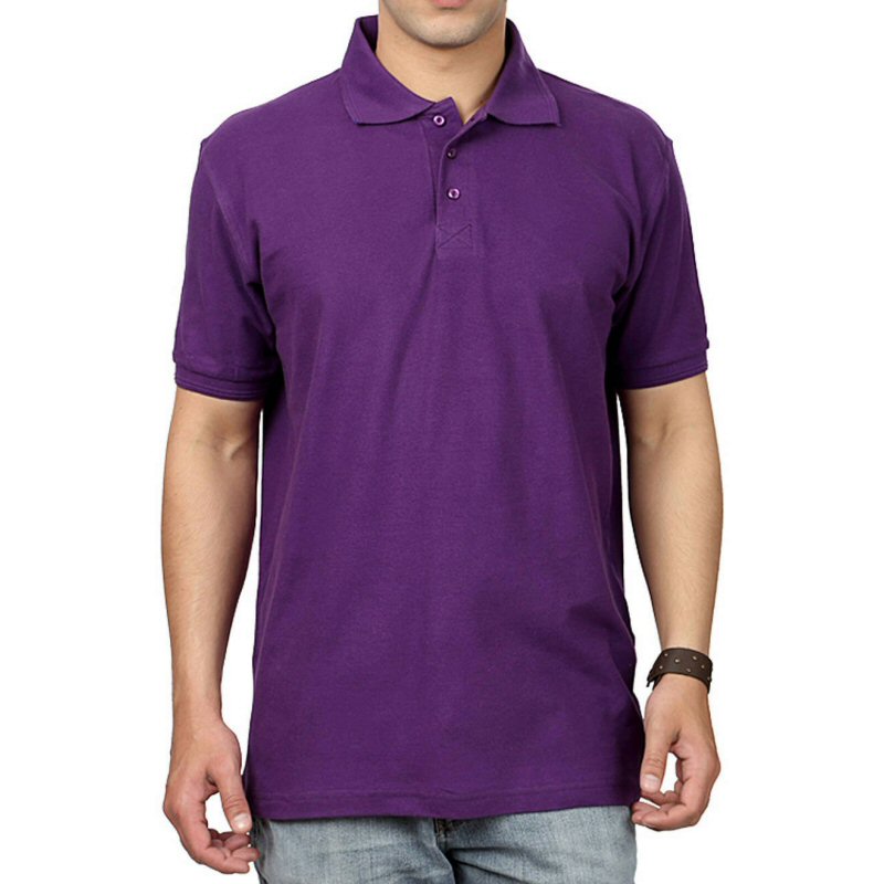 Purple Plain Cotton Collar Polo T-shirt Purple Plain Cotton Collar Polo T-shirt