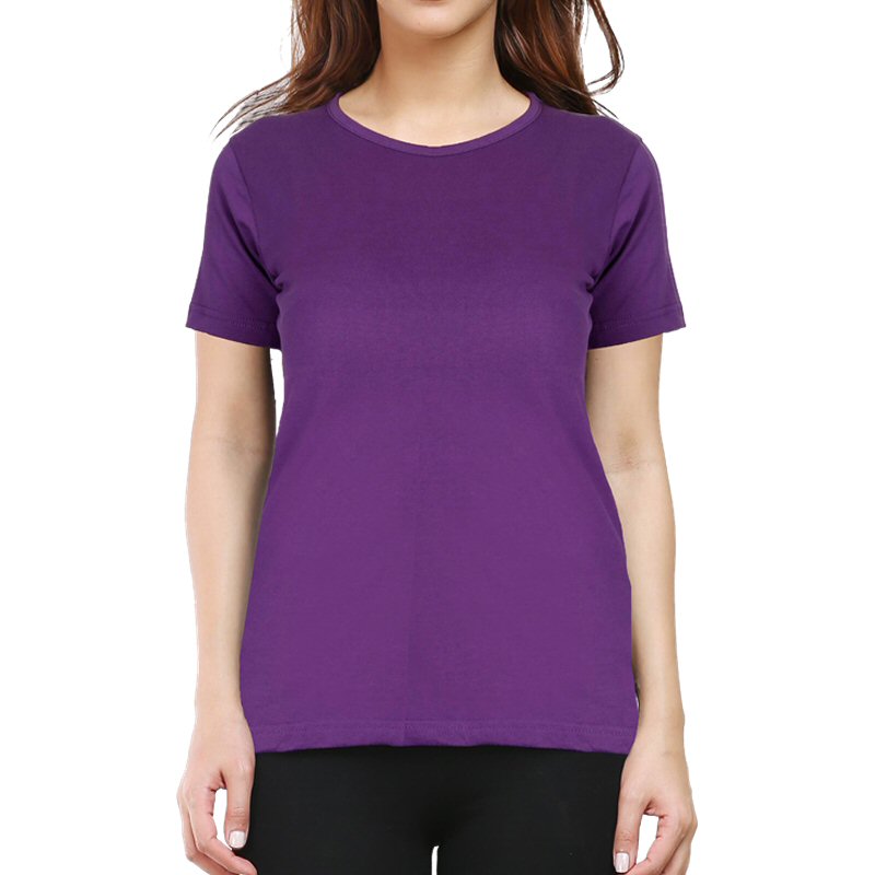 Purple Plain Women Round Neck T-shirt