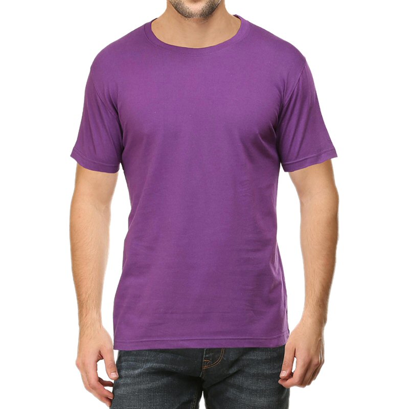 Purple Unisex Plain Cotton Round Neck T-shirt