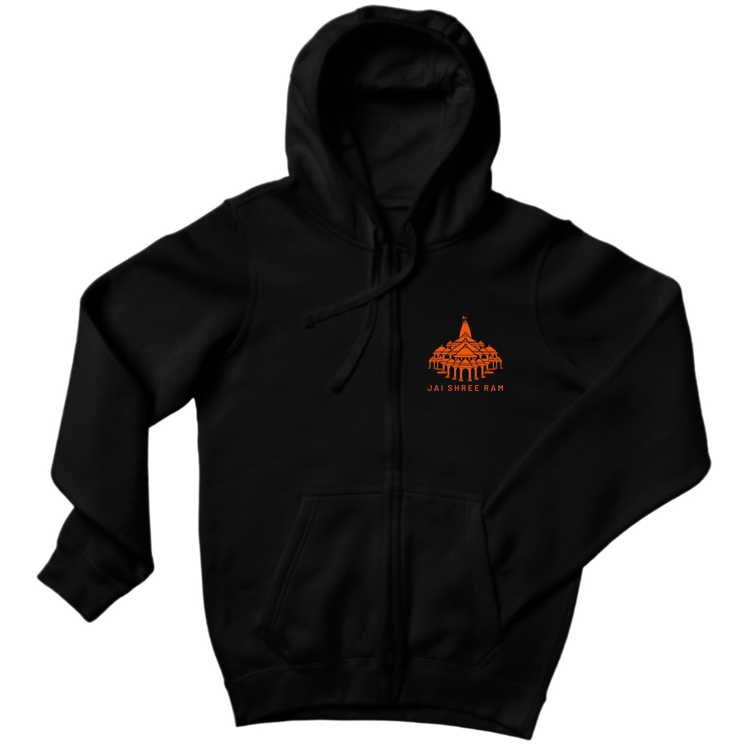 Ram Mandir Logo Printed Zipper Hoodie