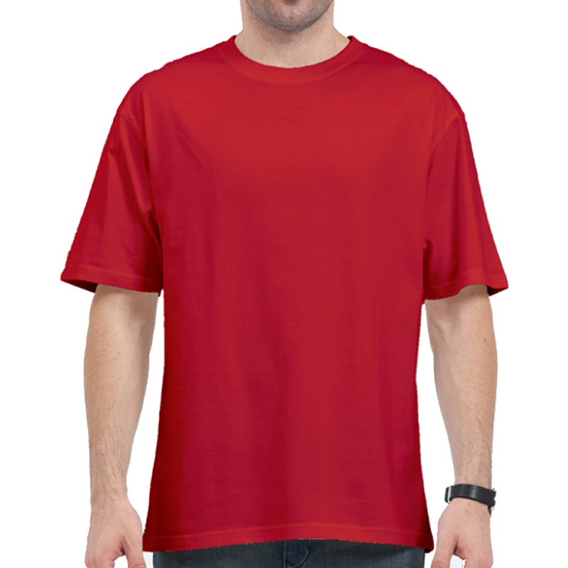 Red Unisex Plain Cotton Oversized 240 Gsm Round Neck T-shirt image Red Unisex Plain Cotton Oversized 240 Gsm Round Neck T-shirt image