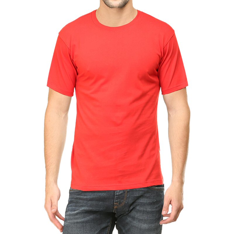 Red Unisex Plain Cotton Round Neck T-shirt