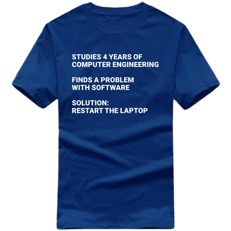 Restart The Laptop Funny Geek Programmer Quotes T-shirt India