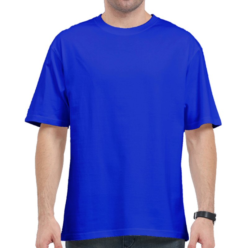 Royal Unisex Blue Plain Cotton Oversized 240 Gsm Round Neck T-shirt image Royal Unisex Blue Plain Cotton Oversized 240 Gsm Round Neck T-shirt image