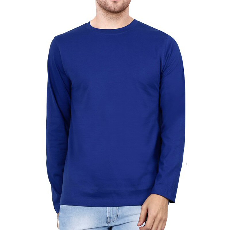 Royal Blue Plain Full Sleeve Round Neck T-shirt