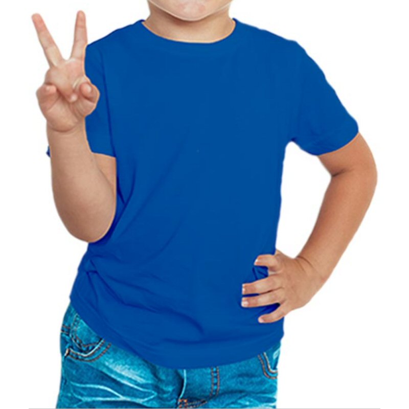 Royal Blue Plain Kids Boys Round Neck T-shirt