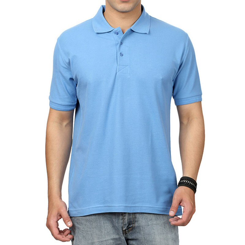 Sky Blue Plain Cotton Collar Polo T-shirt Sky Blue Plain Cotton Collar Polo T-shirt