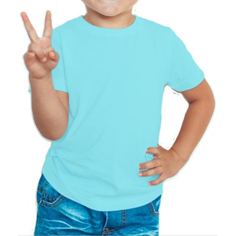 Sky Blue Plain Kids Boys Round Neck T-shirt