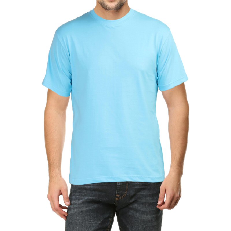 Sky Blue Unisex Plain Cotton Round Neck T-shirt