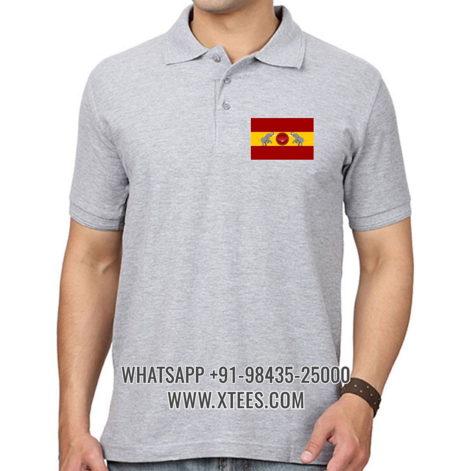 Tamilaga Vettri Kazhagam TVK Logo 1 Left Chest Logo Printed Collar Polo T-shirt