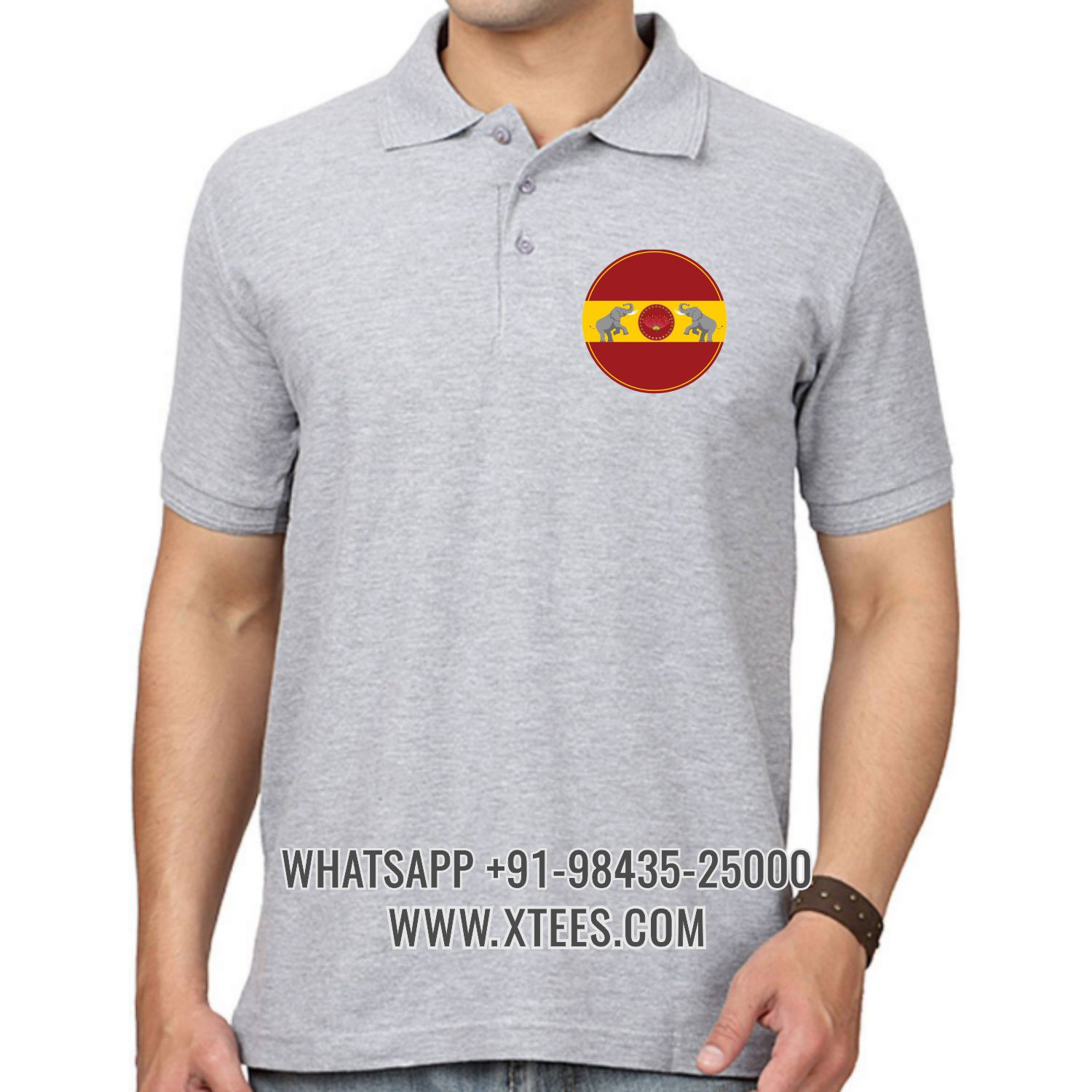 Tamilaga Vettri Kazhagam Tvk Logo 2 Left Chest Logo Printed Collar Polo T-shirt