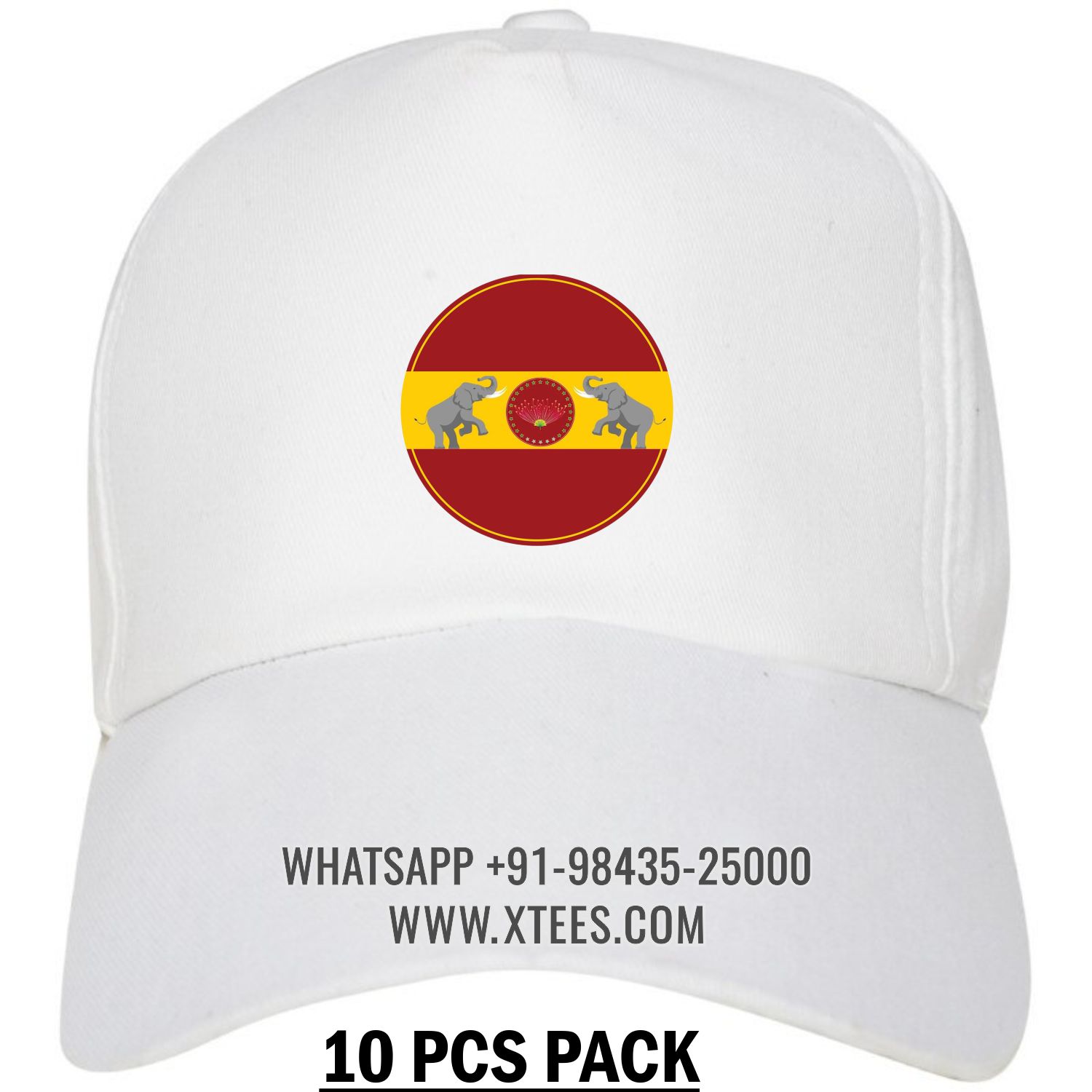 Tamilaga Vettri Kazhagam Tvk Logo 2 Printed Cap - 10 Pcs Pack