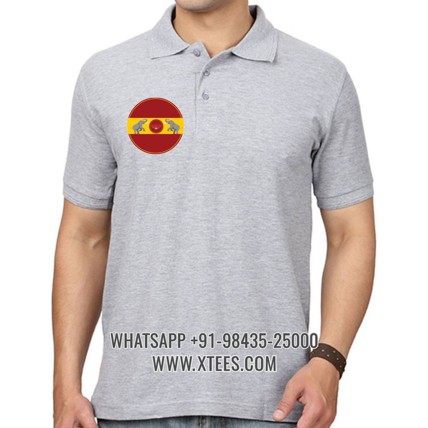 Tamilaga Vettri Kazhagam Tvk Logo 2 Right Chest Logo Printed Collar Polo T-shirt