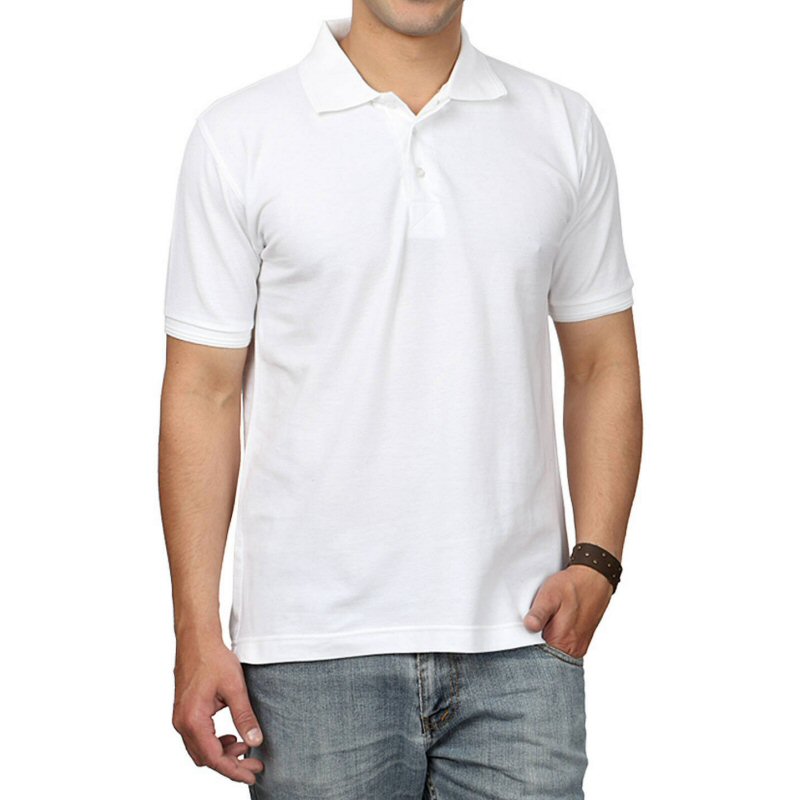 White Plain Cotton Collar Polo T-shirt White Plain Cotton Collar Polo T-shirt