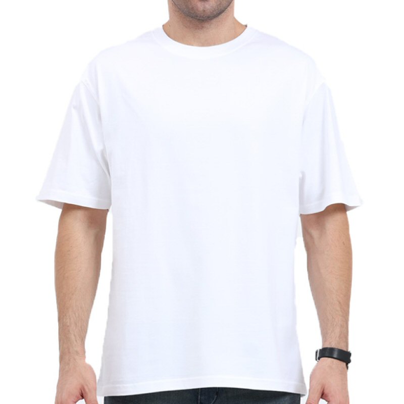 White Unisex Plain Cotton Oversized 240 Gsm Round Neck T-shirt image White Unisex Plain Cotton Oversized 240 Gsm Round Neck T-shirt image