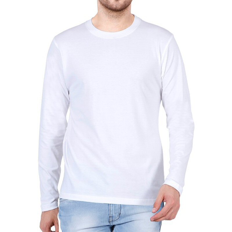 White Plain Full Sleeve Round Neck T-shirt